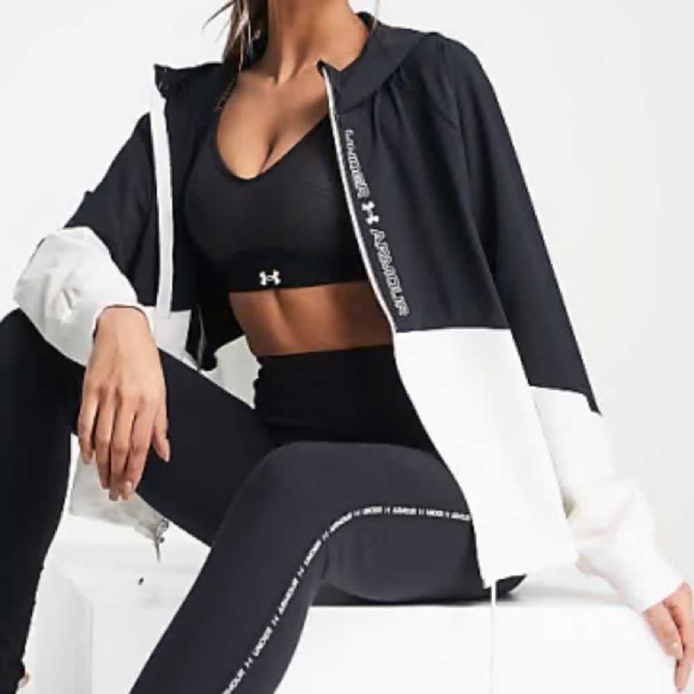Under Armour Black and White Colorblock Windbreaker Jacket - Picture 3 of 7